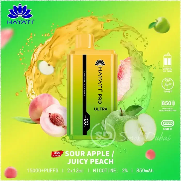 Hayati-Pro-Ultra-15000-Puffs-Sour-Apple-Juicy-Peach