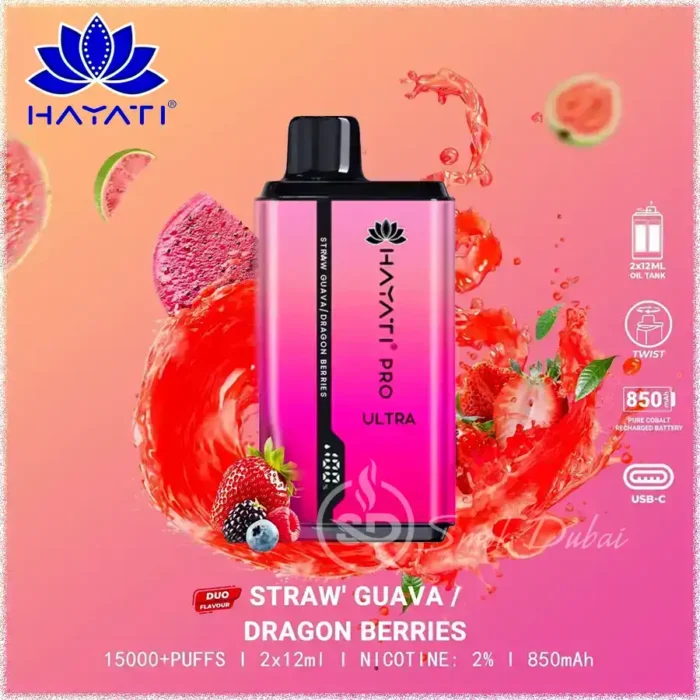 Hayati-Pro-Ultra-15000-Puffs-Straw-Guava-and-Dragon-Berries