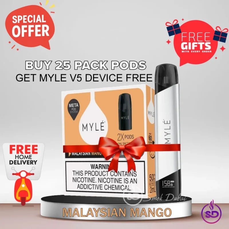 Buy 25 Pack Malaysian Mango FREE Myle V5 Device & Free Delivery in UAE