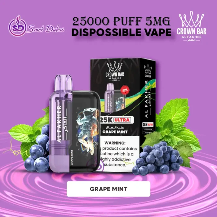 AL FAKHER Ultra 25000 Puffs 5MG Disposable Vape in Dubai – Premium Grape Mint