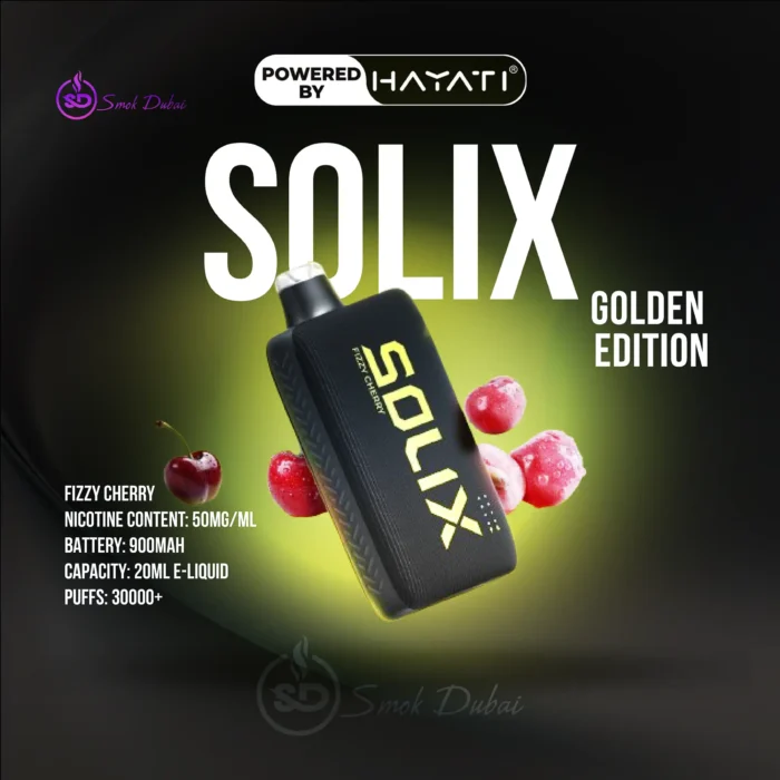 Hayati Solix 30000 Puffs Disposable Vape Golden Edition FIZZY-CHERRY Flavors In UAE