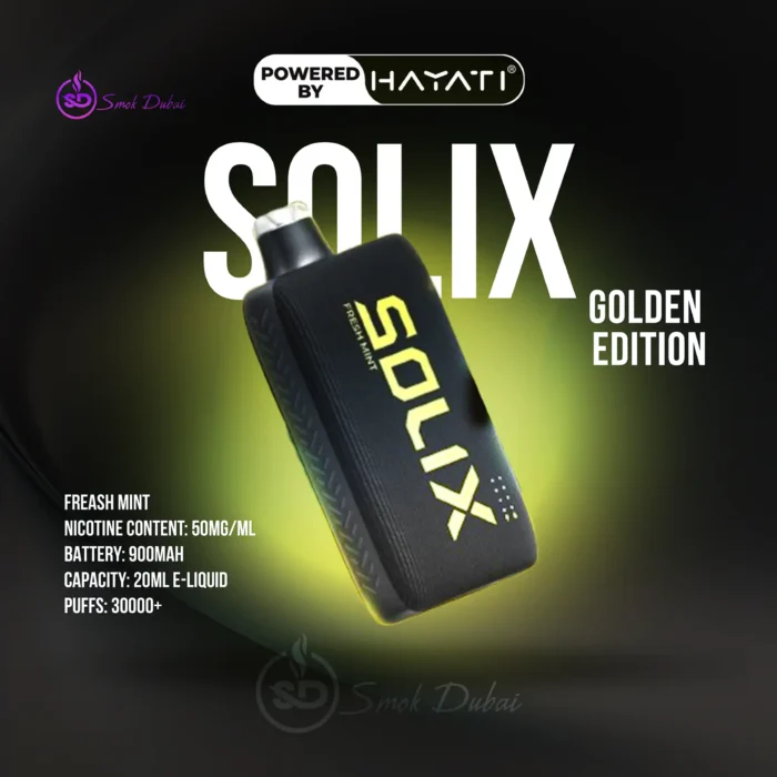 Hayati Solix 30000 Puffs Disposable Vape Golden Edition FREASH MINT Flavors In UAE