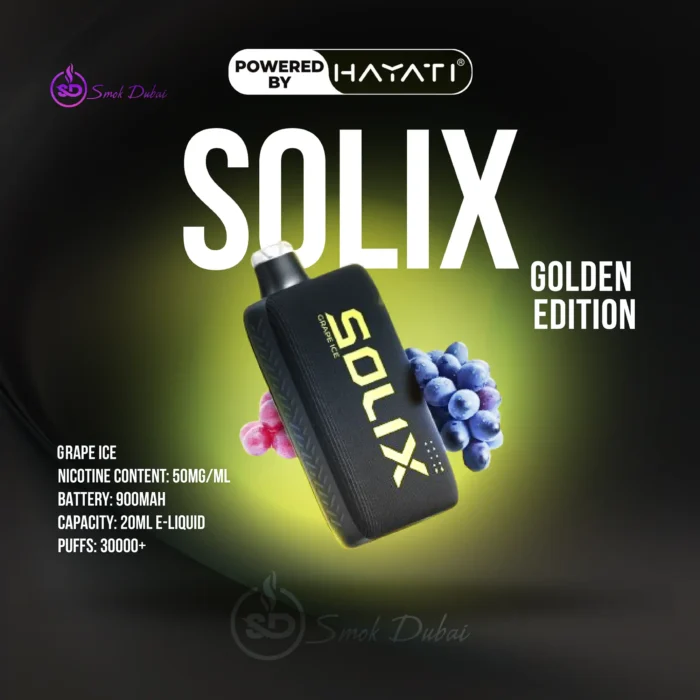Hayati Solix 30000 Puffs Disposable Vape Golden Edition GRAPE ICE Flavors In UAE