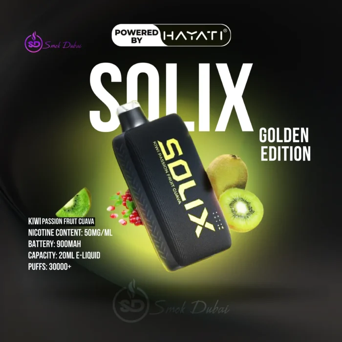Hayati Solix 30000 Puffs Disposable Vape Golden Edition KIWI PASSION FRUIT CUAVA Flavors In UAE