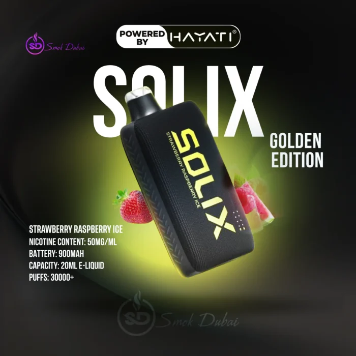 Hayati Solix 30000 Puffs Disposable Vape Golden Edition SSTRAWBERRY RASPBERRY ICE Flavors In UAE