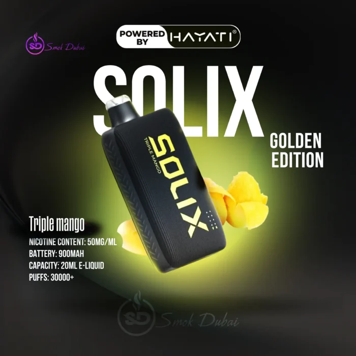 Hayati Solix 30000 Puffs Disposable Vape Golden Edition Triple mango Flavors In UAE