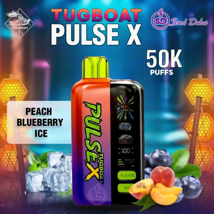 Buy Tugboat PULSE X 50K Puffs in UAE Peach Blueberry Ice